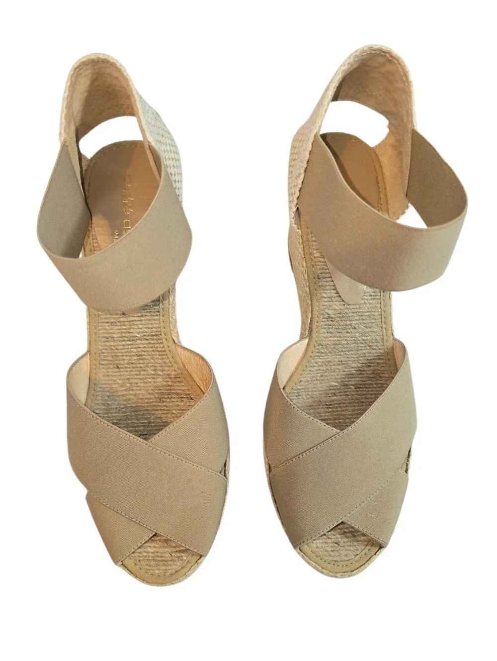 André Assous Erika Espadrille Wedge Sandals Tan Size 9.5 Made in Spain